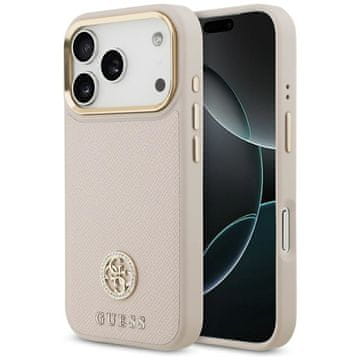 Guess GUESS maskica za IPHONE 17 Pro kompatibilan iz MagSafe GUHMP17LPGCRMDEP (PU W/ Grained Strass Logo) ružičasta