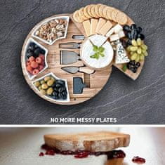 HOME & MARKER® Višenamjenska drvena daska za sir s priborom i zdjelicama, komplet za posluživanje predjela i grickalica | SNACKPLATTER