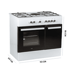 MPM Samostojeći štednjak -96-KGE-15, 90 cm, 4x plin+1x struja, bijela