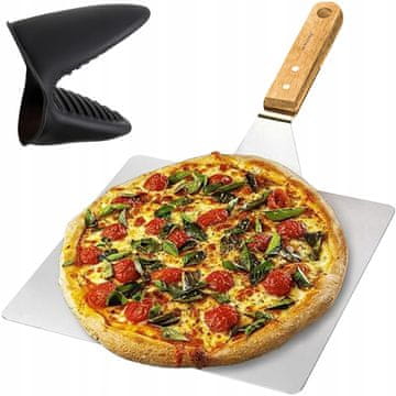 Ruhhy Jaki reket za pizzu od nehrđajućeg čelika 47 cm drvena ručka + silikonska rukavica