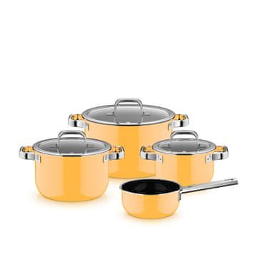 WMF Fusiontec Mineral Pro set posuđa od 4 dijela, 16/16/20/24 cm, stakleni poklopci, žuti (519085290)