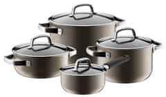 WMF Fusiontec Mineral Pro set posuđa od 4 dijela, 16/20/20/24 cm, stakleni poklopci, tamna bronca (514875290)