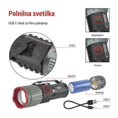 EMOS LED punjiva svjetiljka, metalna, 300 lm, 700 mAh