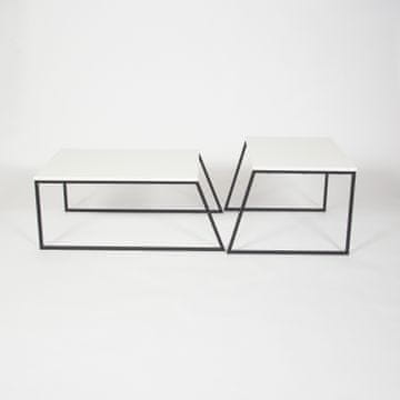 Woody Fashion Set stolića za kavu, Bijela boja Crno, Pal Orta Sehpa - White