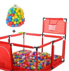 Tavalax Veliki sklopivi dječji vrtić s košem za košarku Red + Loptice za vrtiće i bazene Tavalax, 100 kom.