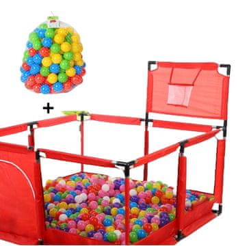 Tavalax Veliki sklopivi dječji vrtić s košem za košarku Red + Loptice za vrtiće i bazene Tavalax, 100 kom.