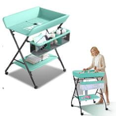 Tavalax Sklopivi previjalni stolić s podesivom visinom, policama i kotačima