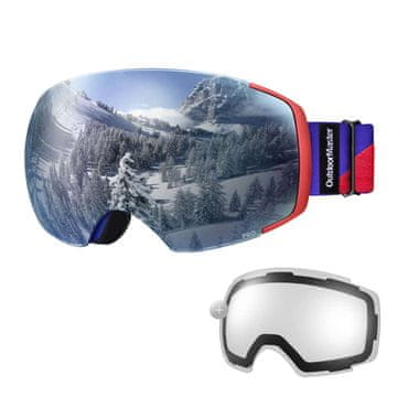 Outdoor master Skijaške naočale Pro Snow + prozirna leća, plavo-crveni okvir sa sivom lećom