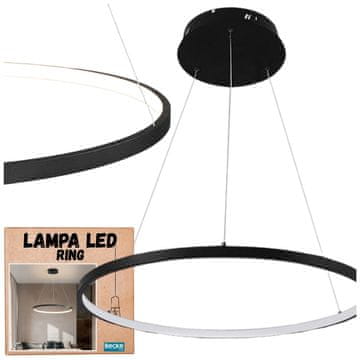 Stropna svjetiljka ring led crna mat 25w moderna industrijska viseća duga, neutralna