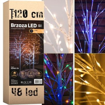Božićno drvce 48 LED - svjetleća breza 120 cm BREZA LED 120 CM 48 LED TOPLO DRVCE BOŽIĆNA DEKORACIJA MORE&DECO