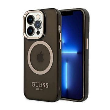 Guess zlatna obrisna prozirna MagSafe maskica - za iPhone 14 Pro (crna)