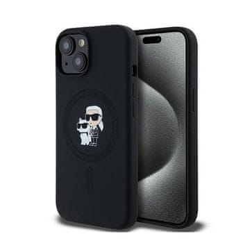 Karl Lagerfeld silikonska maskica Karl & Choupette MagSafe - za iPhone 15 Plus / 14 Plus (crna)