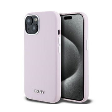 DKNY tekući silikon s malim metalnim logom MagSafe - maskica za iPhone 15 / 14 / 13 (roza)
