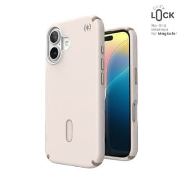 Speck Presidio2 Pro ClickLock & MagSafe - maskica za iPhone 16 (bijela kost / zlatna / lješnjak smeđa)