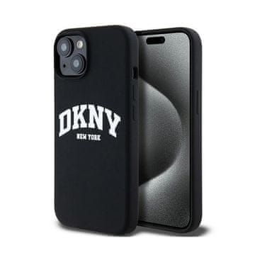 DKNY tekući silikon s bijelim tiskanim logotipom MagSafe - maskica za iPhone 15 Plus / 14 Plus (crna)