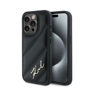 Karl Lagerfeld dijagonalno prošivena maska za iPhone 15 Pro Max (crna)