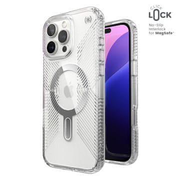Speck Presidio Perfect-Clear Grip ClickLock & MagSafe - maskica za iPhone 16 Pro Max (prozirna / kromirana završna obrada / srebrna)