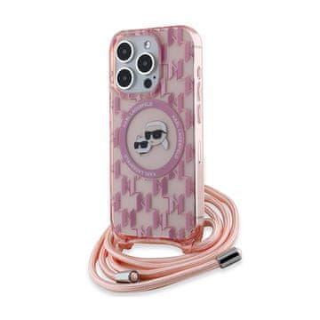 Karl Lagerfeld IML Crossbody Monogram Karl & Choupette Head MagSafe - maskica za iPhone 15 Pro Max (roza)