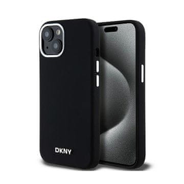 DKNY tekući silikon s malim metalnim logotipom MagSafe - maskica za iPhone 15 / 14 / 13 (crna)