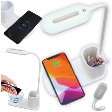 Zolta LED stolna lampa bijela dvostruki dodirni sat LCD zaslon USB