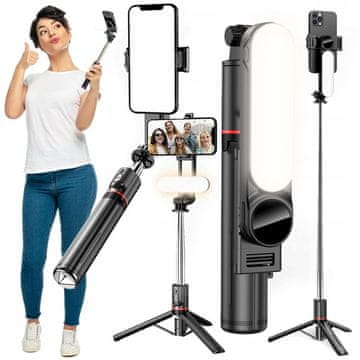 Selfie štap, držač za stativ, lampa, selfie štap 360 USB + daljinski upravljač za telefon