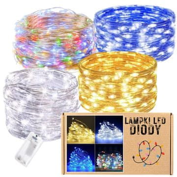 Zolta LED rasvjeta, žice na baterije, lampice za božićno drvce, 20 LED dioda, 2 m, hladno, toplo