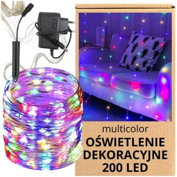 Energetski štedljivi višebojni LED zavjesni vodopad od 200 višebojnih LED svjetala