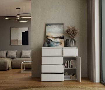 Topeshop Malwa 1D5S Komoda s ladicama BIJELA