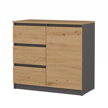Topeshop Malwa komoda 1D3S/BA ANTRACIT ARTISAN