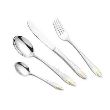 MAESTRO Set pribora za jelo s pozlaćenim rubom, 24 dijela | MR-1513G-24