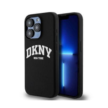 DKNY tekući silikon s bijelim tiskanim logotipom MagSafe - maskica za iPhone 15 Pro (crna)