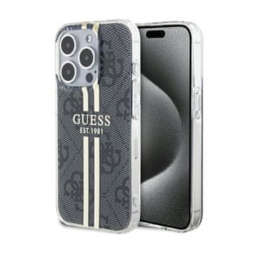 Guess IML 4G zlatna pruga - maskica za iPhone 15 Pro (crna)
