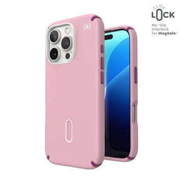 Speck Presidio2 Pro ClickLock & MagSafe - maskica za iPhone 16 Pro (srijeda ružičasta / Boysenberry ljubičasta / bijela)