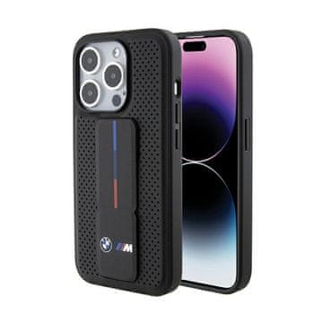 Bmw Grip Stand glatki i perforirani - futrola za iPhone 15 Pro (crna)