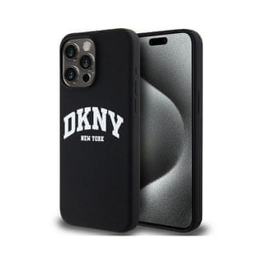 DKNY tekući silikon s bijelim tiskanim logotipom MagSafe - maskica za iPhone 15 Pro Max (crna)
