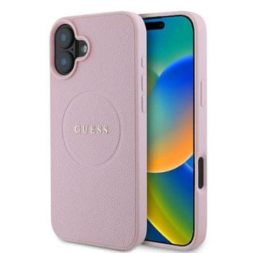 Guess Grained Ring MagSafe - maskica za iPhone 16 Plus (roza)
