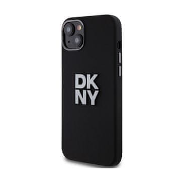 DKNY tekući silikonski metalni logo - maskica za iPhone 15 Plus / 14 Plus (crna)