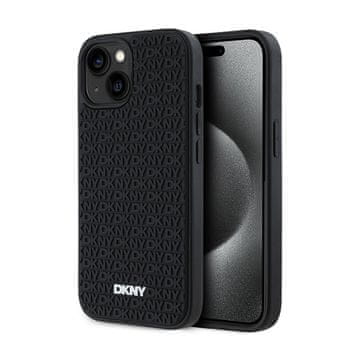 DKNY 3D gumeni ponavljajući uzorak - maskica za iPhone 15 Plus (crna)