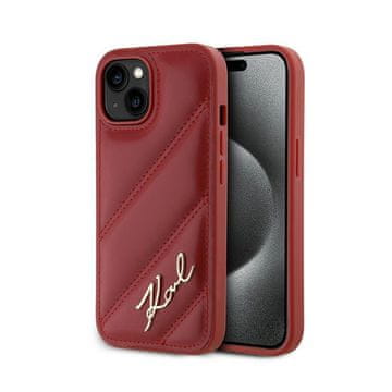 Karl Lagerfeld dijagonalno prošiveni natpis - maskica za iPhone 15 / 14 / 13 (crvena)