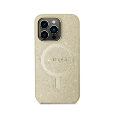 Guess Saffiano MagSafe - maskica za iPhone 15 Plus (zlatna)