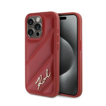 Karl Lagerfeld dijagonalno prošivena maskica za iPhone 15 Pro Max (crvena)