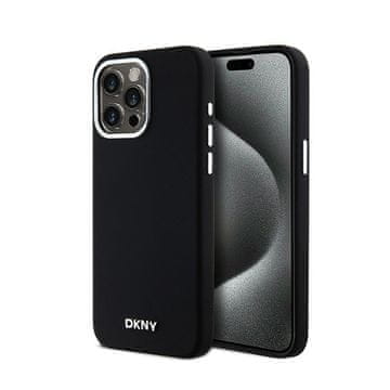 DKNY tekući silikonski mali metalni logo MagSafe - maskica za iPhone 15 Pro Max (crna)