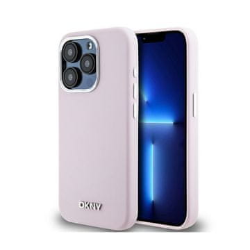 DKNY tekuća silikonska maskica s malim metalnim logom MagSafe - za iPhone 14 Pro (roza)
