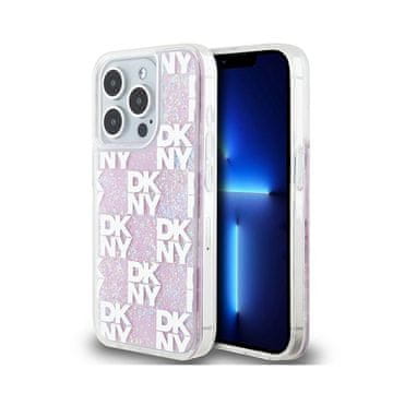 DKNY Liquid Glitter Multilogo - Futrola za iPhone 15 Pro (Ružičasta)