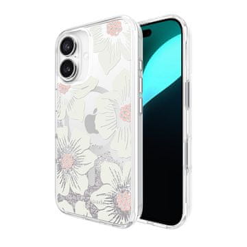 Liquid Glitter MagSafe maskica za iPhone 16 (cvjetni uzorak sljeza)