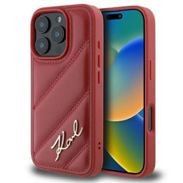 Karl Lagerfeld Quilted Signature - maskica za iPhone 16 Pro (crvena)