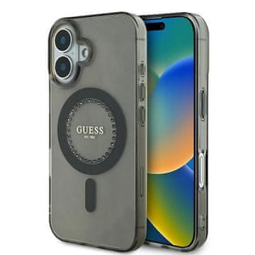 Guess IML Rhinestones MagSafe - maskica za iPhone 16 (crna)