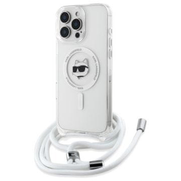 Karl Lagerfeld IML Choupette maskica s magnetskim utorom i kabelom - za iPhone 16 Pro (prozirna)