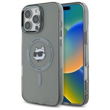 Karl Lagerfeld IML metalna Choupette glava MagSafe - maskica za iPhone 16 Pro (crna)