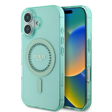 Guess IML Rhinestones MagSafe - maskica za iPhone 16 Plus (zelena)